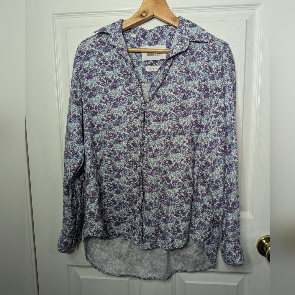 Grayson Frank & Eileen Womens Top SIze 02 Floral Long Sleeve Button Small